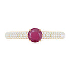 Natural Ruby Solitaire Ring with Diamond Side Stones Ruby - ( AAA ) - Quality - Rosec Jewels