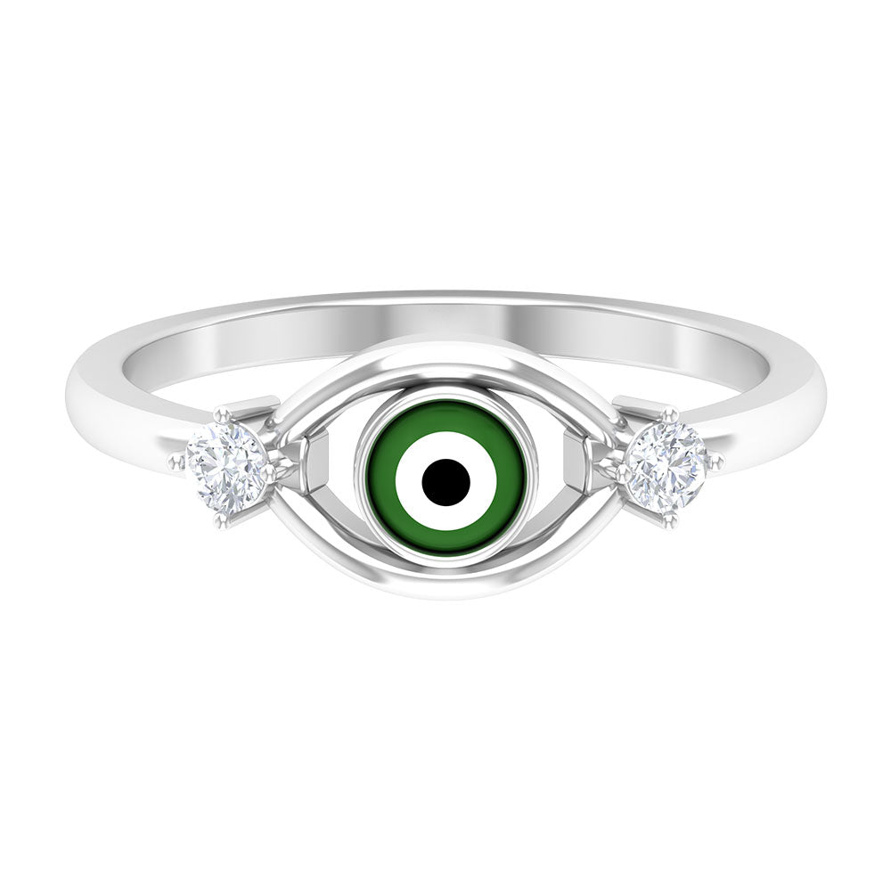 Simple Evil Eye Ring with Certified Moissanite Moissanite - ( D-VS1 ) - Color and Clarity - Rosec Jewels