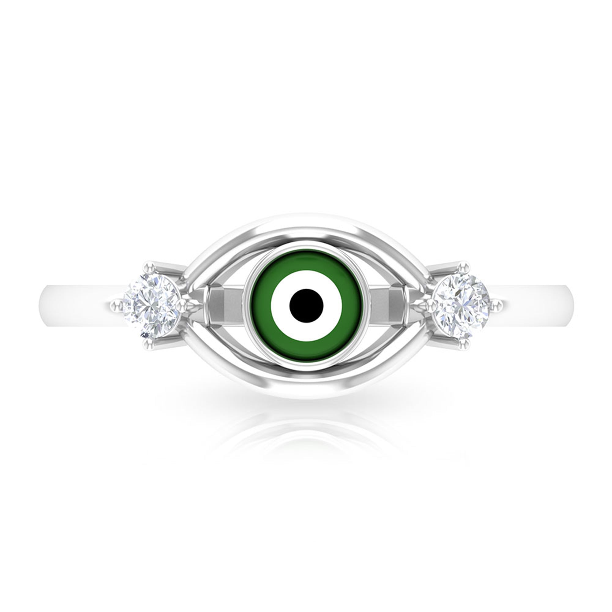 Simple Evil Eye Ring with Certified Moissanite Moissanite - ( D-VS1 ) - Color and Clarity - Rosec Jewels