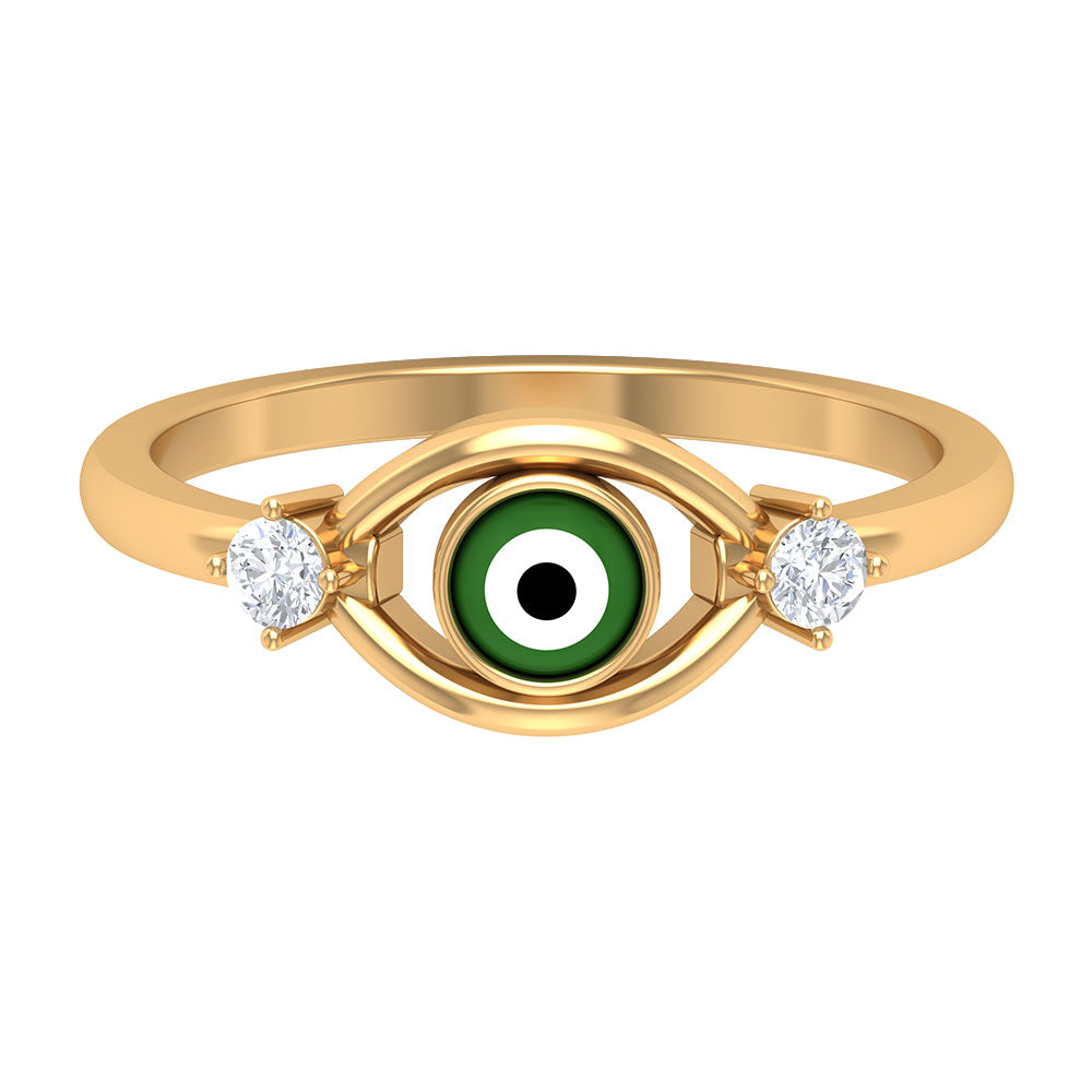 Simple Evil Eye Ring with Certified Moissanite Moissanite - ( D-VS1 ) - Color and Clarity - Rosec Jewels