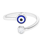 Bezel Set Moissanite and Enameled Evil Eye Wrap Ring in Gold Moissanite - ( D-VS1 ) - Color and Clarity - Rosec Jewels