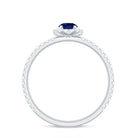 Lab Grown Blue Sapphire and Diamond Minimal Engagement Ring Lab Created Blue Sapphire - ( AAAA ) - Quality - Rosec Jewels