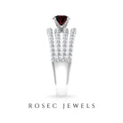 Garnet and Diamond Cocktail Engagement Ring Garnet - ( AAA ) - Quality - Rosec Jewels