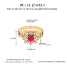 1.25 CT Created Ruby and Moissanite Flower Engagement Ring Lab Created Ruby - ( AAAA ) - Quality - Rosec Jewels