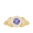 3/4 CT Tanzanite and Diamond Vintage Milgrain Ring Tanzanite - ( AAA ) - Quality - Rosec Jewels