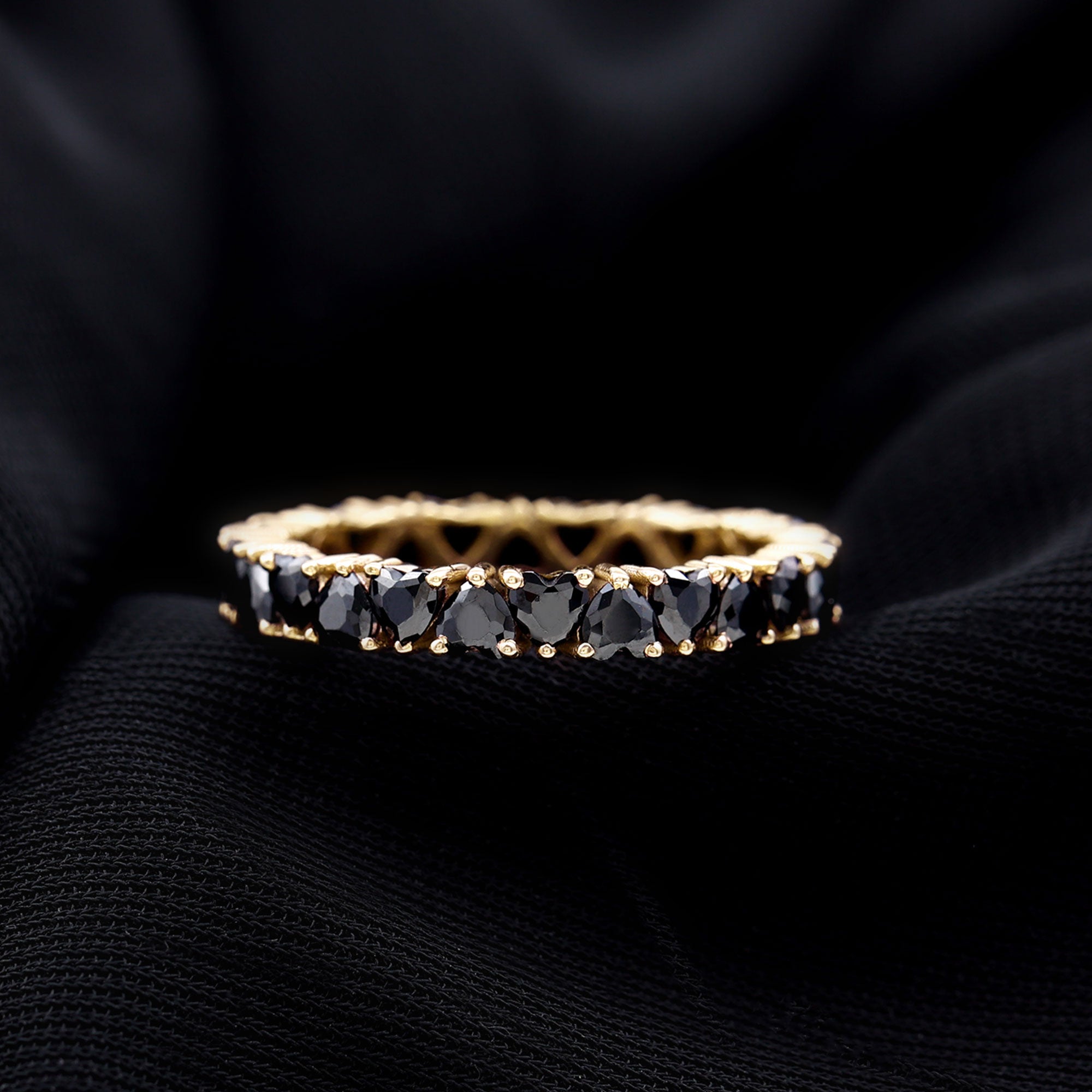 Created Black Diamond Heart Eternity Band Lab Created Black Diamond - ( AAAA ) - Quality - Rosec Jewels