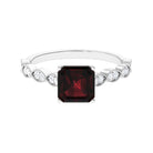 3.25 CT Asscher Cut Garnet Engagement Ring with Diamond Side Stones Garnet - ( AAA ) - Quality - Rosec Jewels