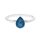 6X8 MM Pear Shaped London Blue Topaz Solitaire Ring London Blue Topaz - ( AAA ) - Quality - Rosec Jewels