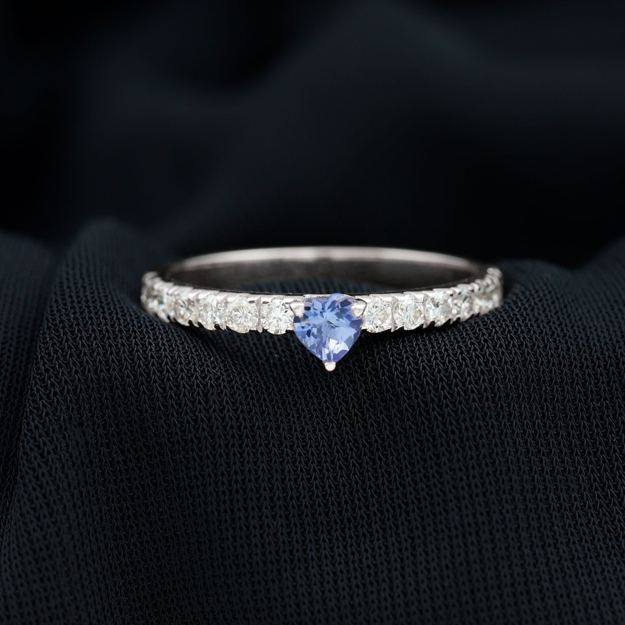 1.50 CT Heart Shaped Tanzanite Solitaire Ring with Diamond Tanzanite - ( AAA ) - Quality - Rosec Jewels