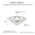 Exuberant Freshwater Pearl and Diamond Engagement Ring Freshwater Pearl - ( AAA ) - Quality - Rosec Jewels