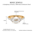 Exuberant Freshwater Pearl and Diamond Engagement Ring Freshwater Pearl - ( AAA ) - Quality - Rosec Jewels