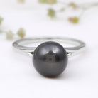 Tahitian Pearl Solitaire with Diamond Ring Tahitian pearl - ( AAA ) - Quality - Rosec Jewels