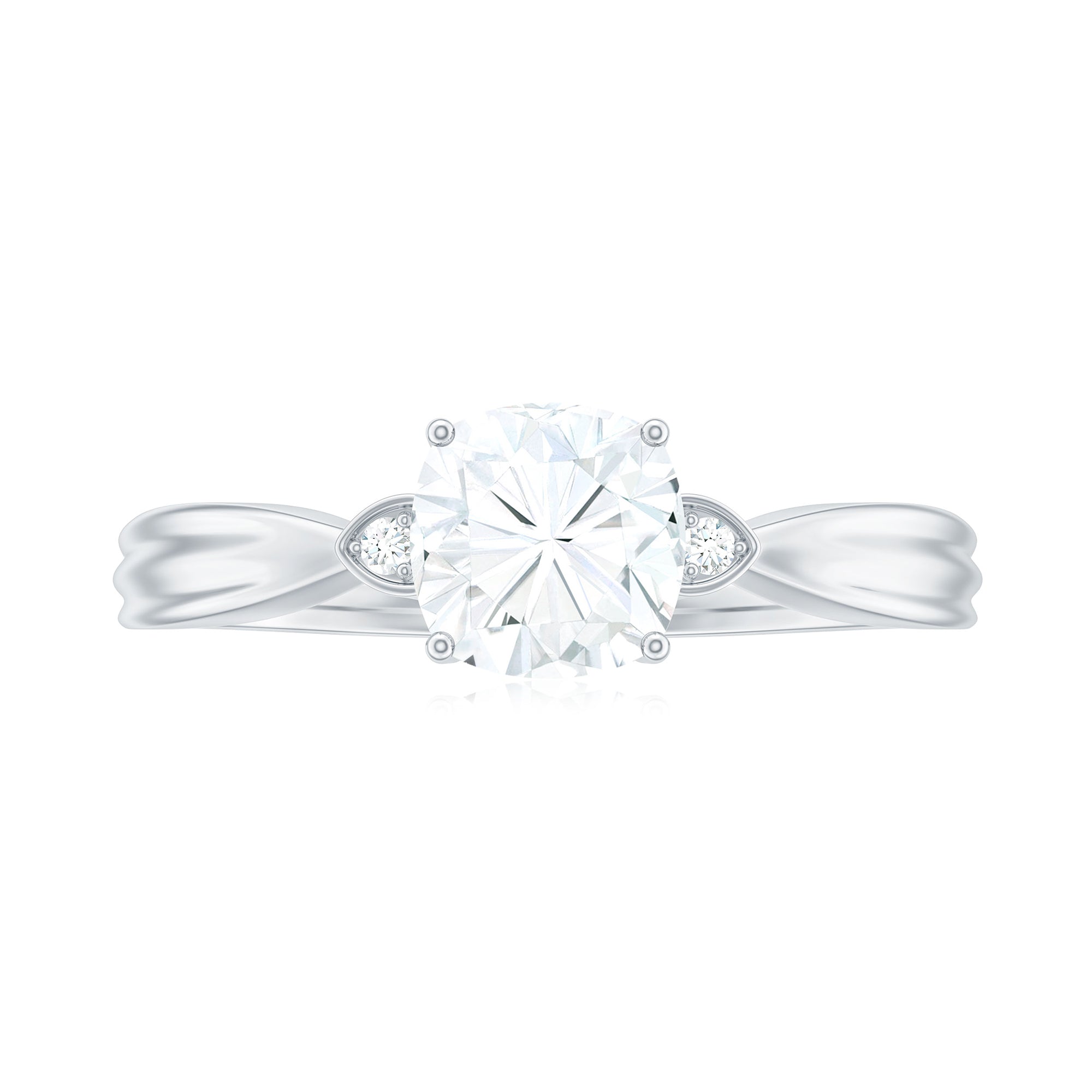 Cushion Moissanite Solitaire Engagement Ring Moissanite - ( D-VS1 ) - Color and Clarity - Rosec Jewels