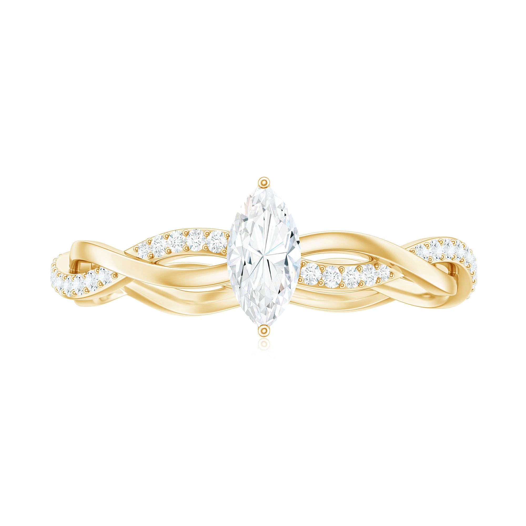 Marquise Cut Moissanite Solitaire Braided Promise Ring Moissanite - ( D-VS1 ) - Color and Clarity - Rosec Jewels