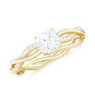 Cushion Cut Moissanite Solitaire Braided Promise Ring Moissanite - ( D-VS1 ) - Color and Clarity - Rosec Jewels