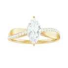 Classic Marquise Cut Moissanite Solitaire Engagement Ring in Gold Moissanite - ( D-VS1 ) - Color and Clarity - Rosec Jewels