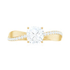 Classic Cushion Cut Moissanite Solitaire Engagement Ring in Gold Moissanite - ( D-VS1 ) - Color and Clarity - Rosec Jewels