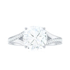 Rosec Jewels-Cushion Cut Moissanite Solitaire Engagement Ring with Split Shank