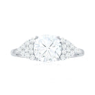 Cushion Moissanite Solitaire Engagement Ring with Side Stones Moissanite - ( D-VS1 ) - Color and Clarity - Rosec Jewels