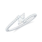 Marquise Cut Solitaire Moissanite Bypass Promise Ring Moissanite - ( D-VS1 ) - Color and Clarity - Rosec Jewels