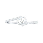 Oval Cut Solitaire Moissanite Bypass Promise Ring Moissanite - ( D-VS1 ) - Color and Clarity - Rosec Jewels