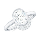 Bezel Set Moissanite Classic Engagement Ring Moissanite - ( D-VS1 ) - Color and Clarity - Rosec Jewels