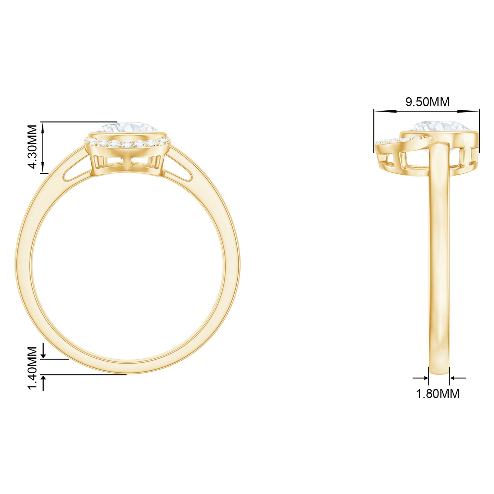 Bezel Set Round Cut Moissanite Classic Engagement Ring Moissanite - ( D-VS1 ) - Color and Clarity - Rosec Jewels