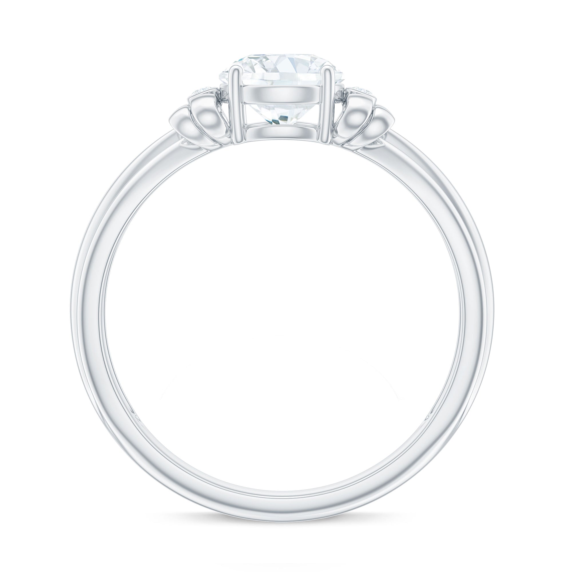 Rosec Jewels-Round Cut Moissanite Solitaire Engagement Ring with Bow