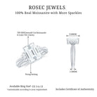 Emerald Cut Moissanite Solitaire Engagement Ring with Bow Moissanite - ( D-VS1 ) - Color and Clarity - Rosec Jewels