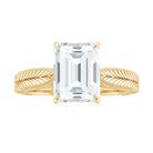 Emerald Cut Moissanite Solitaire Engagement Ring Moissanite - ( D-VS1 ) - Color and Clarity - Rosec Jewels