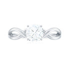 Cushion Cut Moissanite Solitaire Crossover Ring in Gold Moissanite - ( D-VS1 ) - Color and Clarity - Rosec Jewels