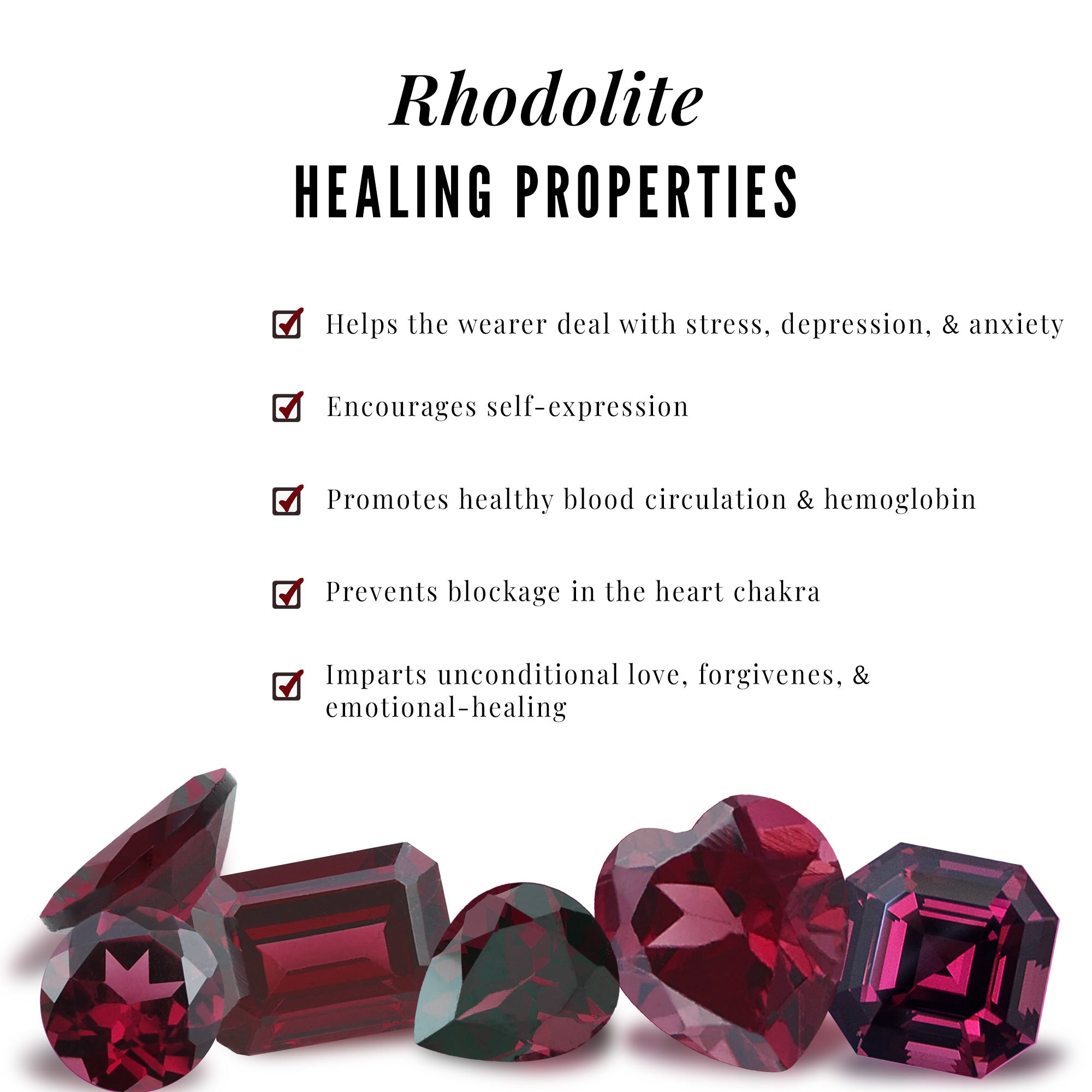 2.50 CT Real Rhodolite Solitaire Trio Ring Set with Moissanite Rhodolite - ( AAA ) - Quality - Rosec Jewels