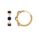 1.25 CT Bezel Set Blue Sapphire Hinged Hoop Earrings with Diamond Blue Sapphire - ( AAA ) - Quality - Rosec Jewels