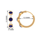 1.25 CT Bezel Set Blue Sapphire Hinged Hoop Earrings with Diamond Blue Sapphire - ( AAA ) - Quality - Rosec Jewels