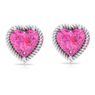 Heart Shape Pink Sapphire Solitaire Stud Earrings in Rope Frame Pink Sapphire - ( AAA ) - Quality - Rosec Jewels