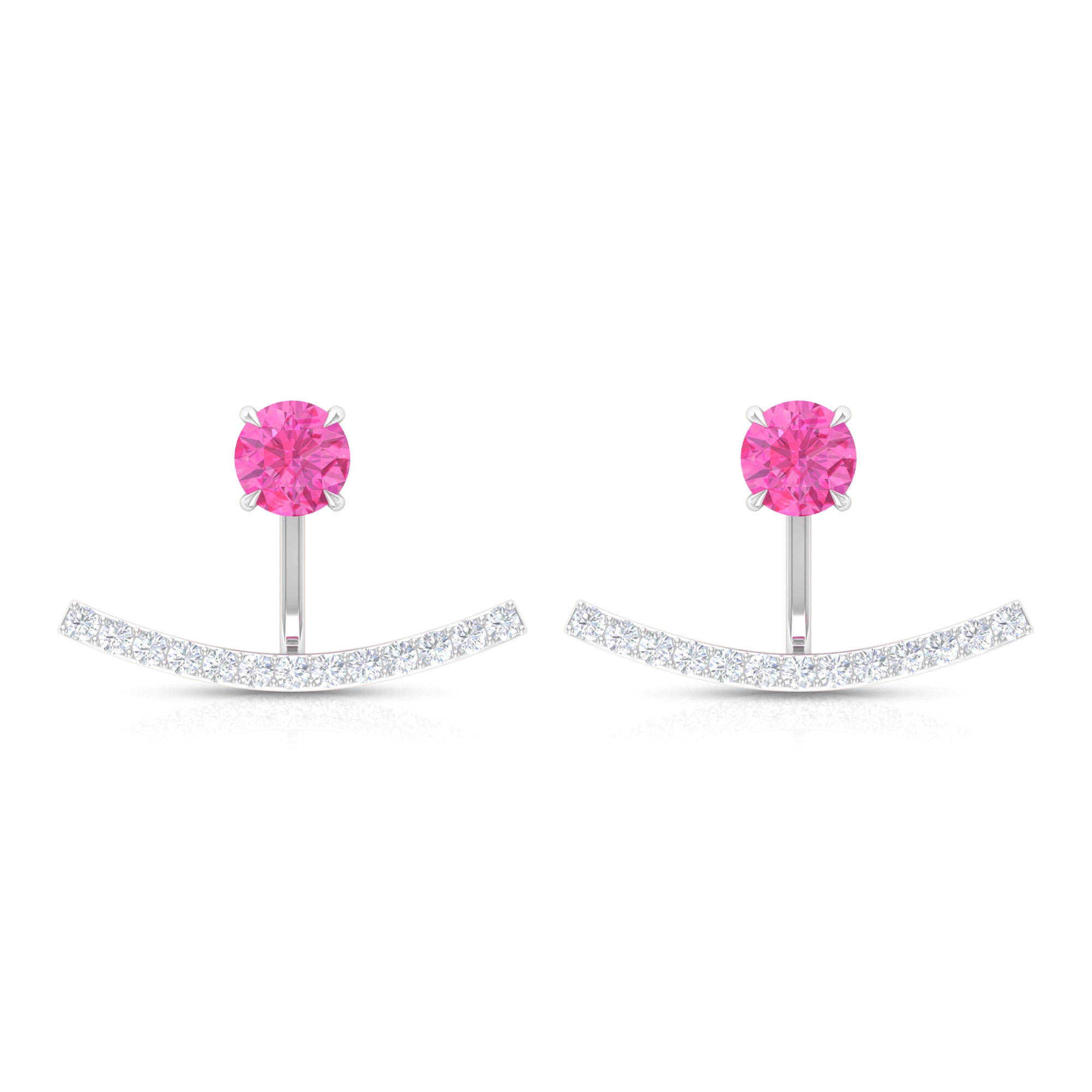 1 CT Pink Sapphire and Diamond Classic Jacket Earrings Pink Sapphire - ( AAA ) - Quality - Rosec Jewels