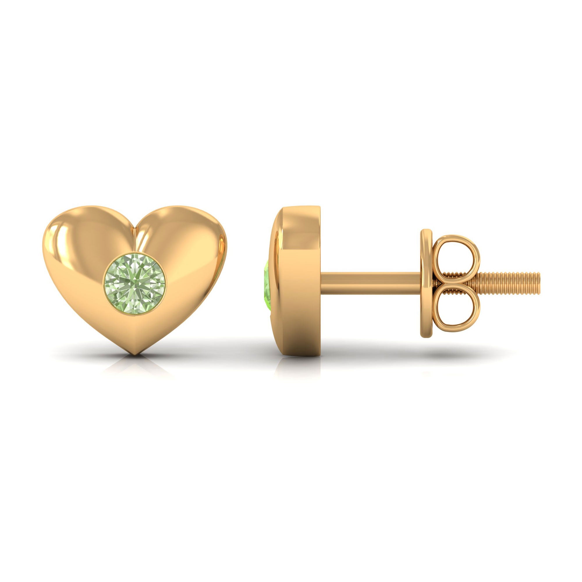 Gypsy Set Green Sapphire Heart Stud Earrings Green Sapphire - ( AAA ) - Quality - Rosec Jewels