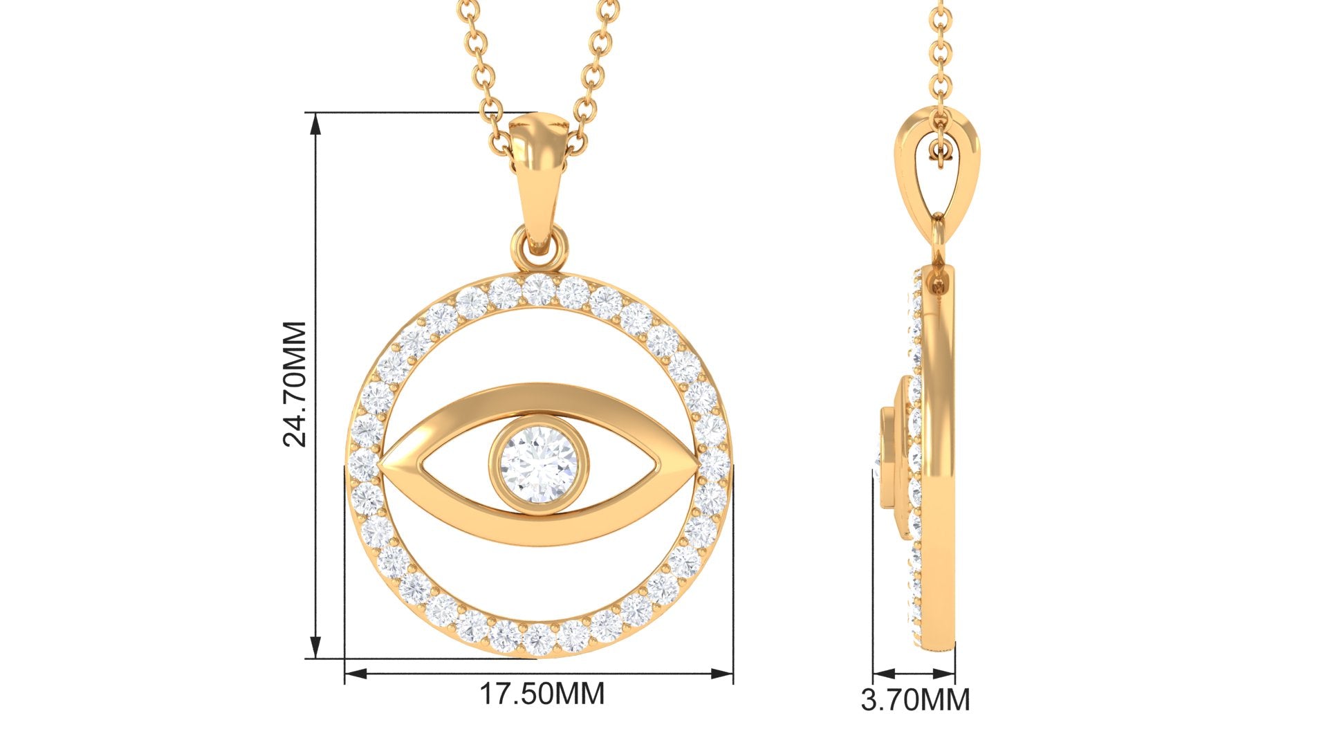 1 CT Moissanite Evil Eye and Eternity Pendant in Bezel Setting Moissanite - ( D-VS1 ) - Color and Clarity - Rosec Jewels