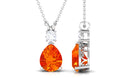 Created Orange Sapphire Teardrop Pendant with Moissanite Lab Created Orange Sapphire - ( AAAA ) - Quality - Rosec Jewels