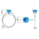 4 CT Asscher Cut Swiss Blue Topaz Solitaire Ring with Moissanite Swiss Blue Topaz - ( AAA ) - Quality - Rosec Jewels