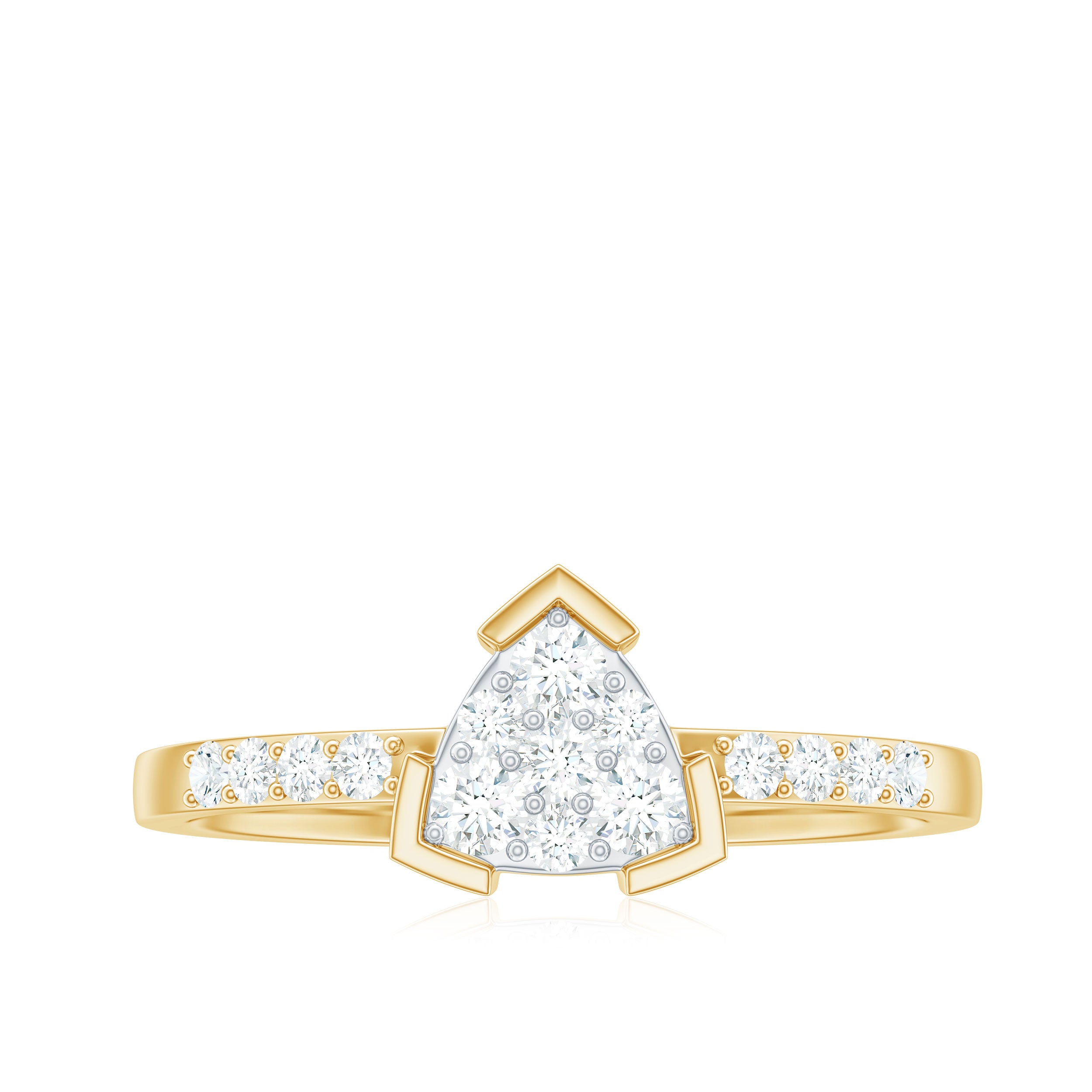 1/2 CT Round Diamond Triangular Engagement Ring Diamond - ( HI-SI ) - Color and Clarity - Rosec Jewels