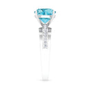 2.5 CT Cushion Cut Swiss Blue Topaz Solitaire with Diamond Two Tone Ring Swiss Blue Topaz - ( AAA ) - Quality - Rosec Jewels