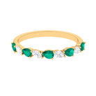 Emerald and Moissanite Half Eternity Ring in Prong Setting Emerald - ( AAA ) - Quality - Rosec Jewels