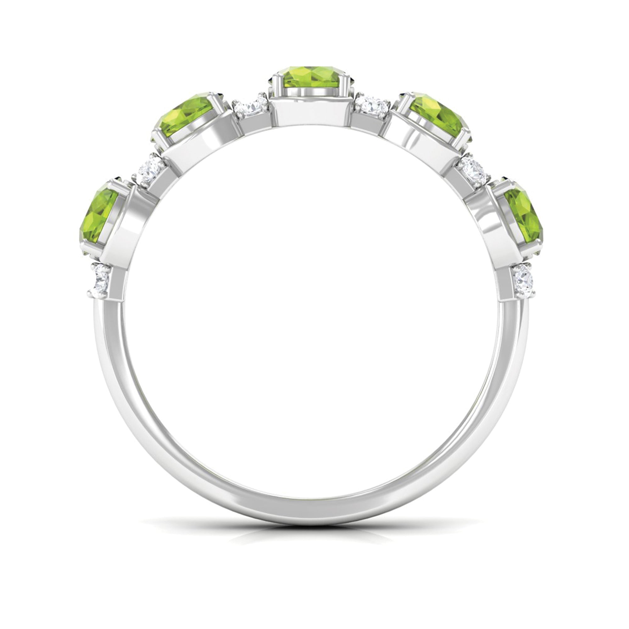 1.50 CT Peridot Half Eternity Ring in Prong Setting with Diamond Peridot - ( AAA ) - Quality - Rosec Jewels