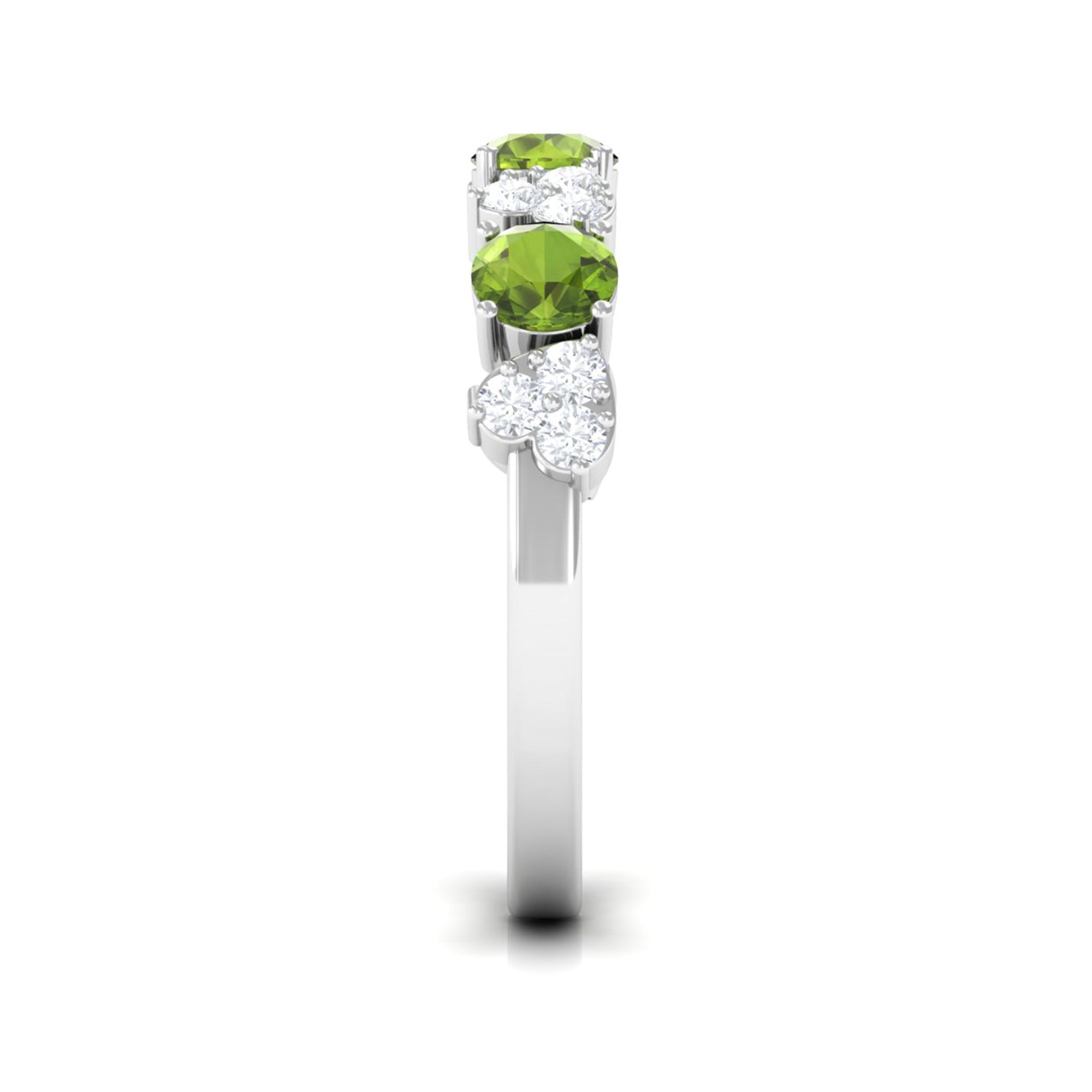 Peridot and Diamond Heart Shape Alternate Eternity Ring Peridot - ( AAA ) - Quality - Rosec Jewels