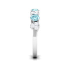 Aquamarine and Diamond Heart Shape Eternity Ring Aquamarine - ( AAA ) - Quality - Rosec Jewels