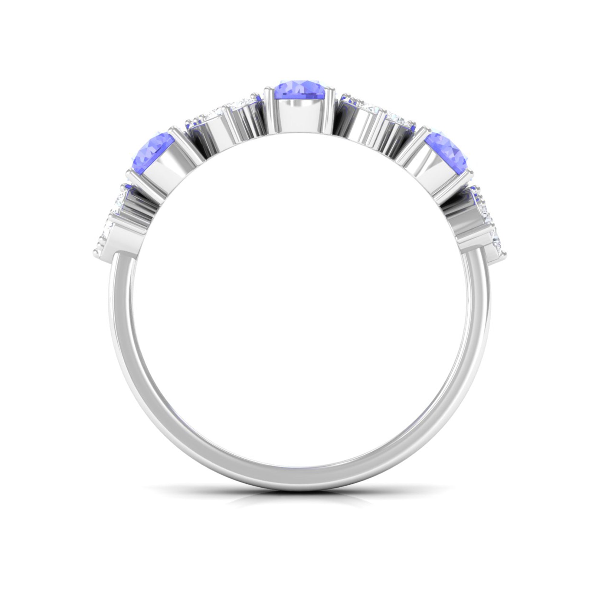 Natural Tanzanite Half Eternity Ring Tanzanite - ( AAA ) - Quality - Rosec Jewels