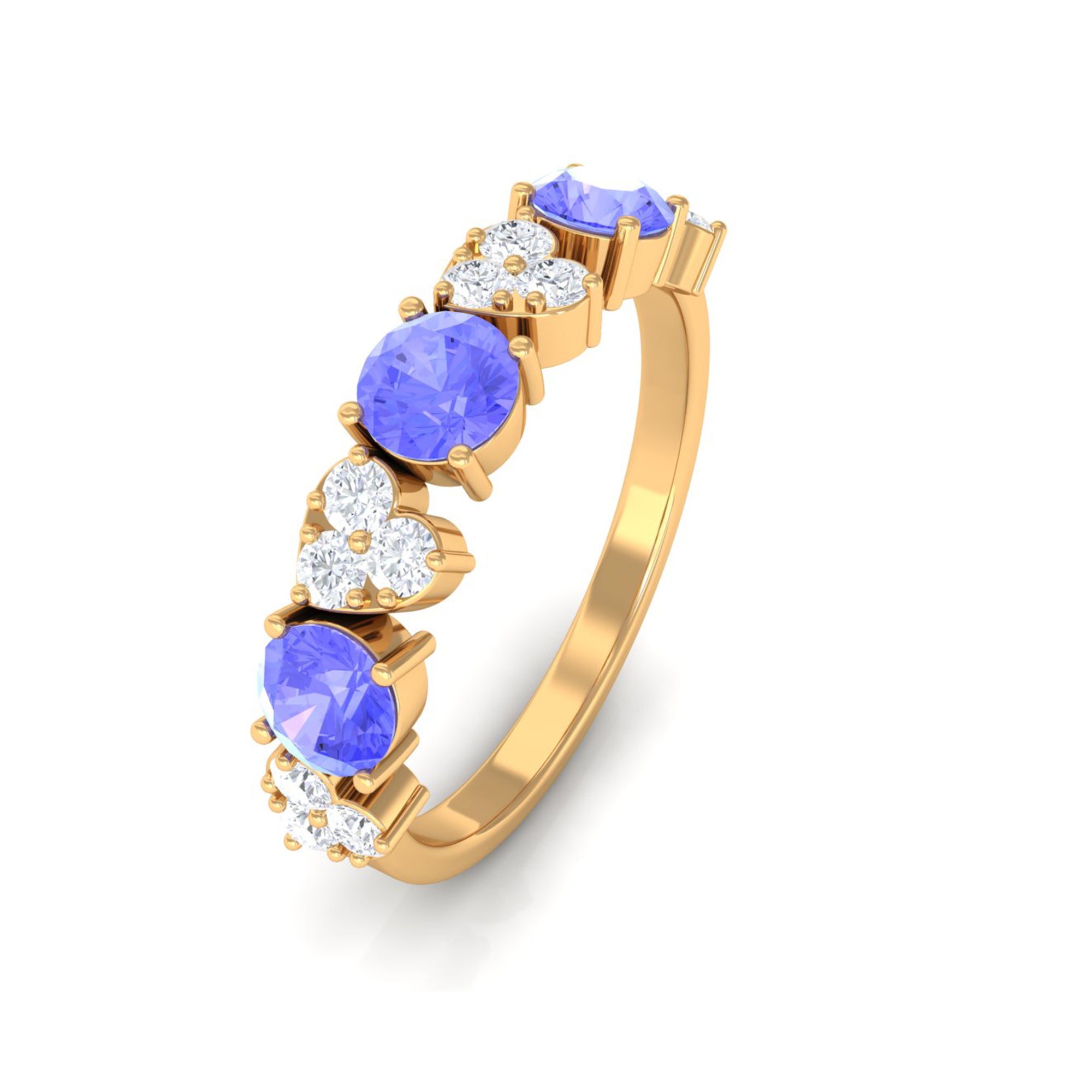 Natural Tanzanite Half Eternity Ring Tanzanite - ( AAA ) - Quality - Rosec Jewels