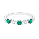 Emerald and Diamond Half Eternity Ring Emerald - ( AAA ) - Quality - Rosec Jewels