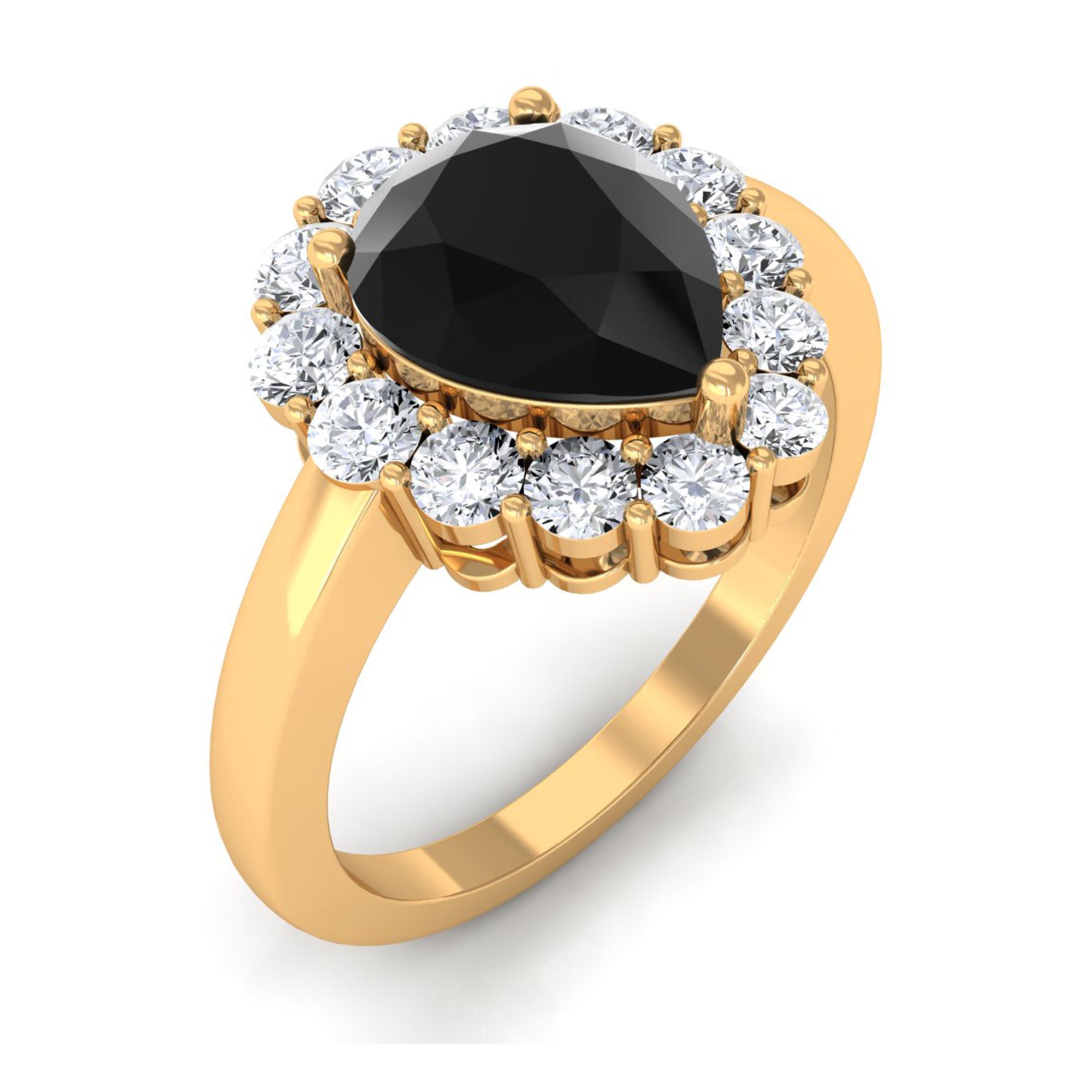 2.50 CT Black Spinel Teardrop Ring with Moissanite Black Spinel - ( AAA ) - Quality - Rosec Jewels